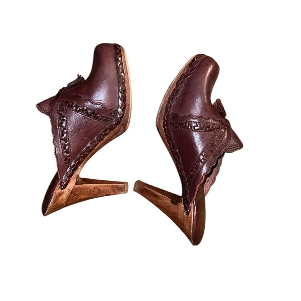 QualiCraft Brown Leather Mules Size 7 B - Image 4