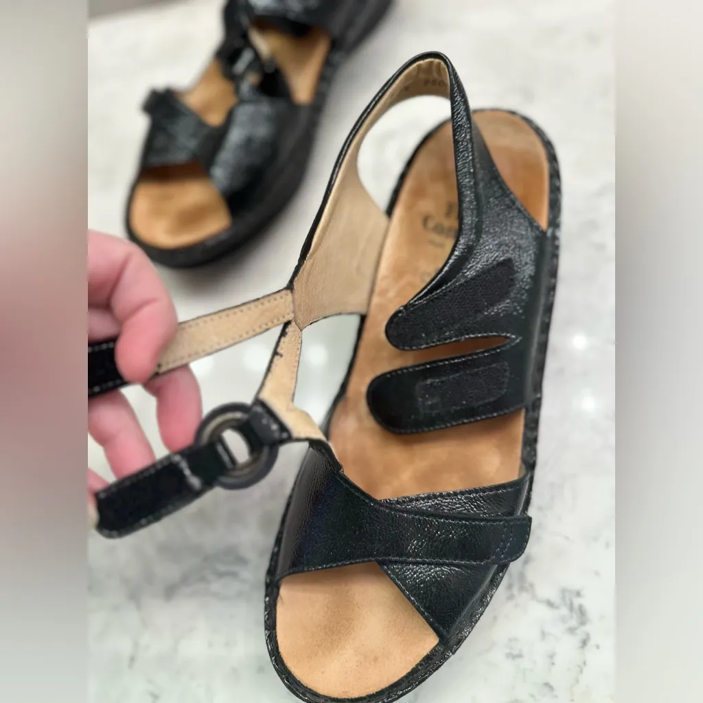 Finn Comfort Adana Dress Sandal Womens 9.5 US/7.5 UK Black Patent Leather Wedge - Image 6