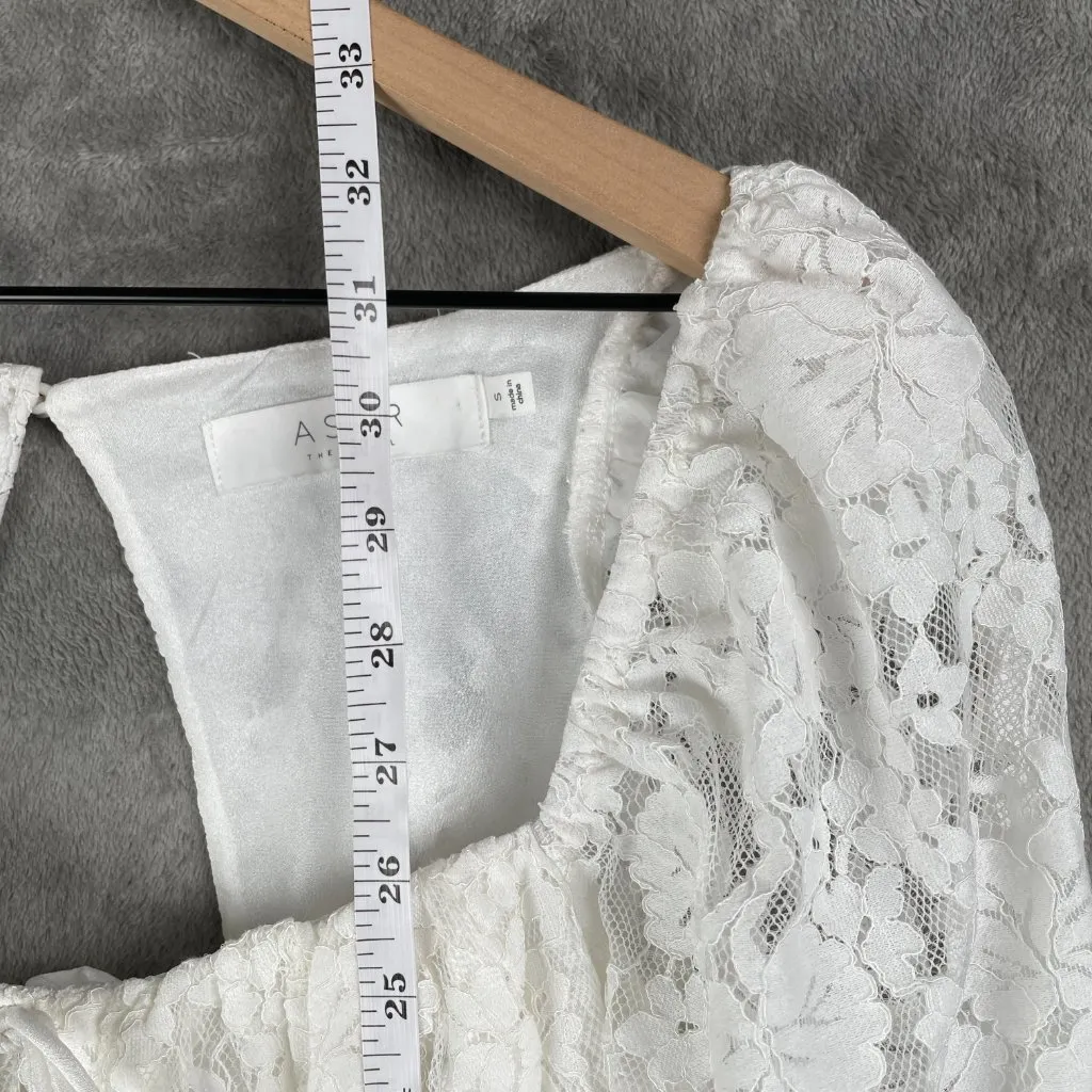 ASTR The Label Women’s S White Lace Puff Sleeve Mini Dress Coquette Cottagecore - Image 4