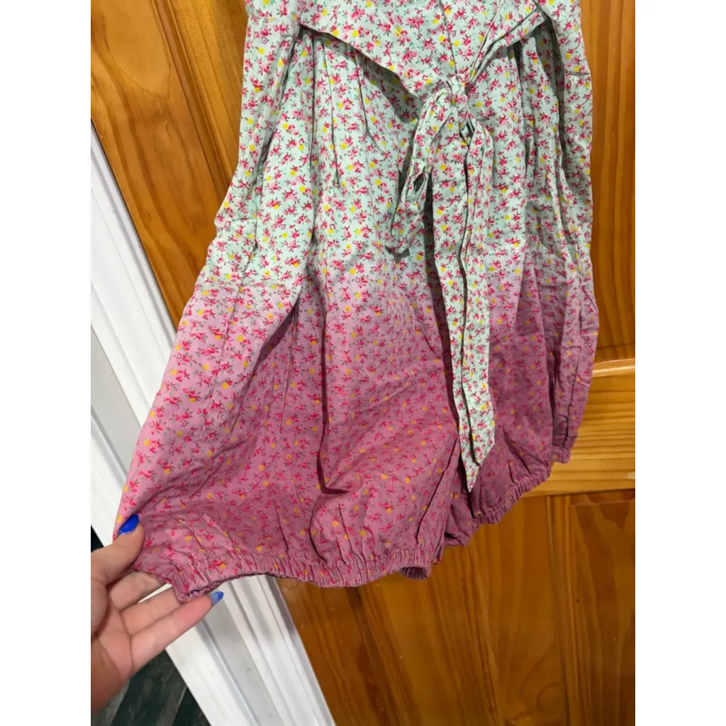 Betsey Johnson Vintage Floral Romper Pink Ombre Baby Doll Playsuit Size 0 Y2K - Image 5