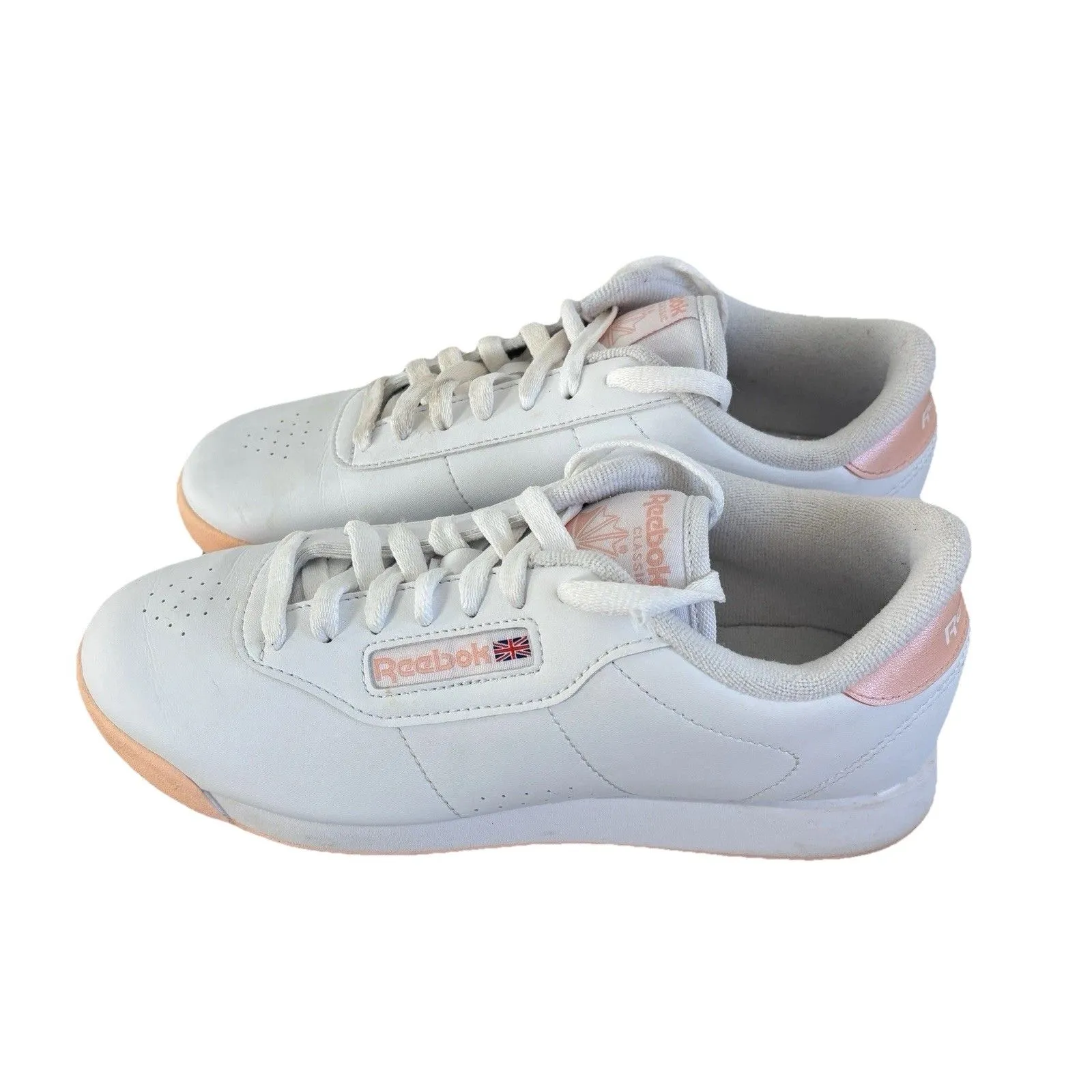 Reebok Classic Princess Womens 8 White Pinkish Peach Salmon Rare Color EUC - Image 2