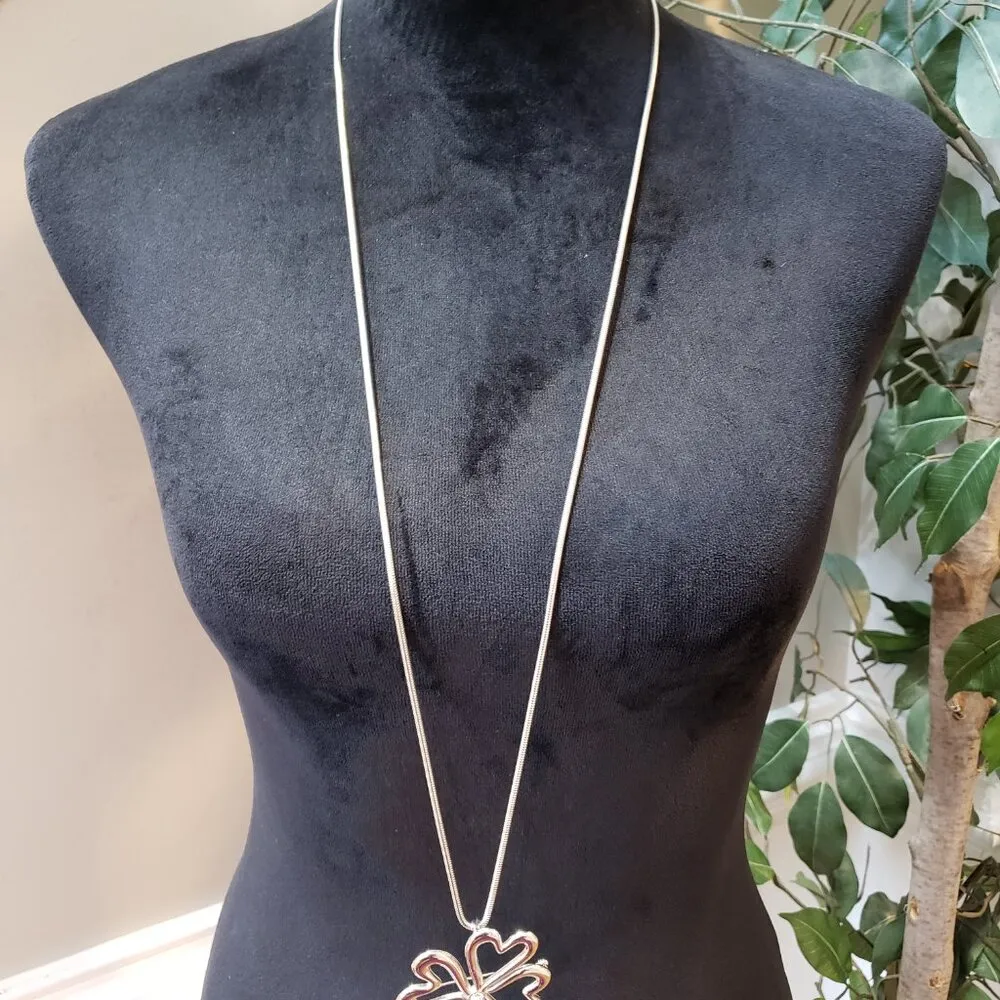 Women's Gold Tone Rhinestone Alloy Irregular Flower Snake Chain Pendant Necklace - Image 2