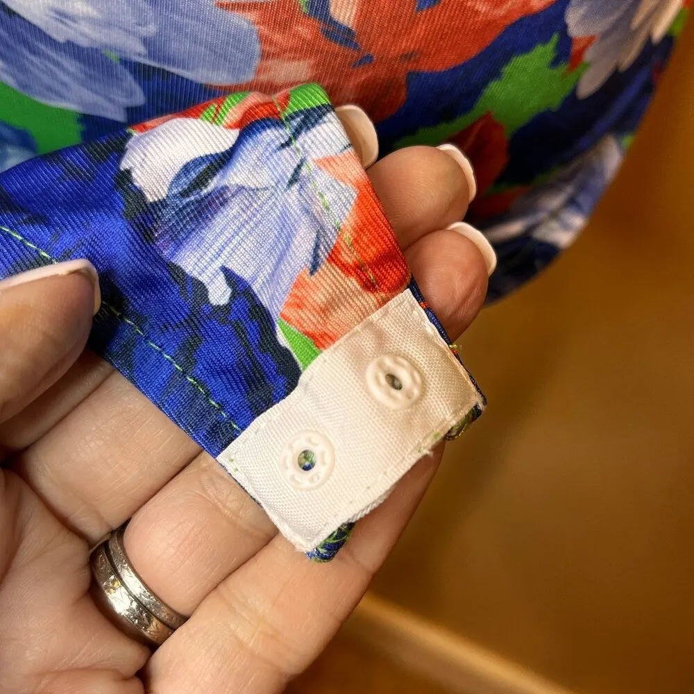 Zara One Shoulder Blue Green Tropical Floral Bodysuit SZ M Vacation Beach GNO - Image 9