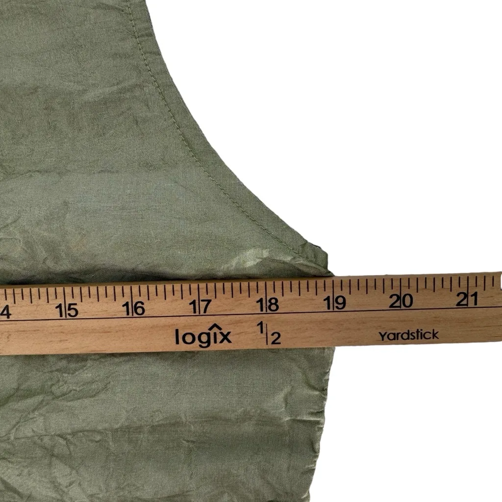 Judy Tampa 100% Silk Olive Green Ruched Stretchy Ties Sleeveless Top Size Small - Image 9