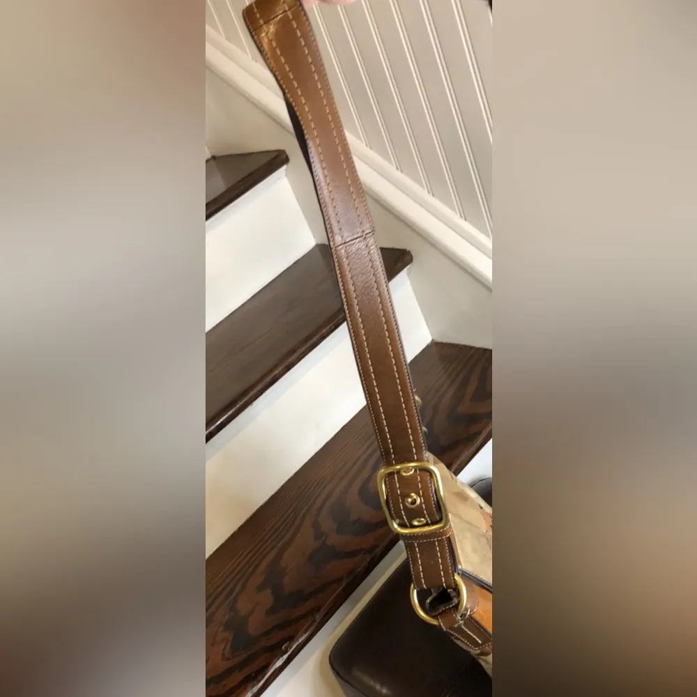 Coach  Patchwork Top Zipper Crossbody Tote Shoulder Bag Brown Lining - Image 7