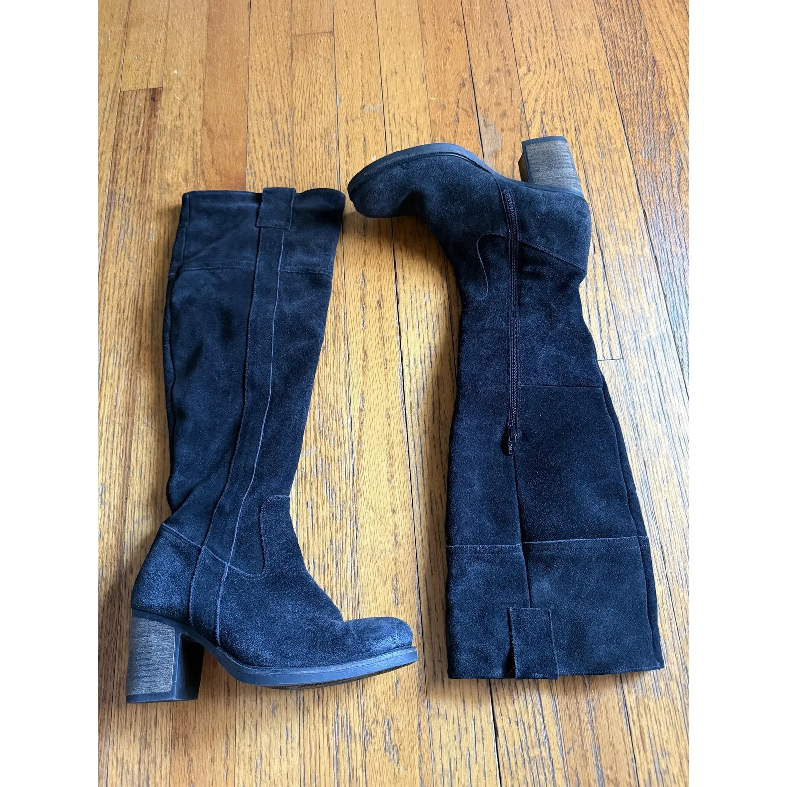 Bos & Co Horton Suede Knee High Boots Womens Size EU 40 Black Block Heel - Image 3