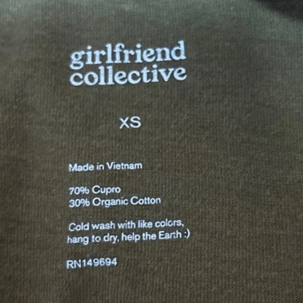 Girlfriend Collective Olive Green Crew Neck Short Sleeve Crop T Shirt Top Sz XS - Image 3