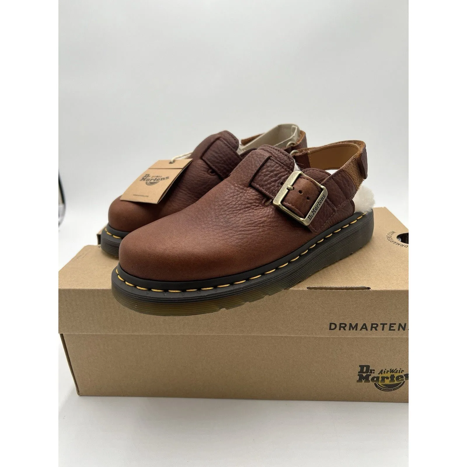 Dr Martens Jorge II Ambassador Leather Fur Lined Women’s 6 Mules Cashew Brown - Image 2