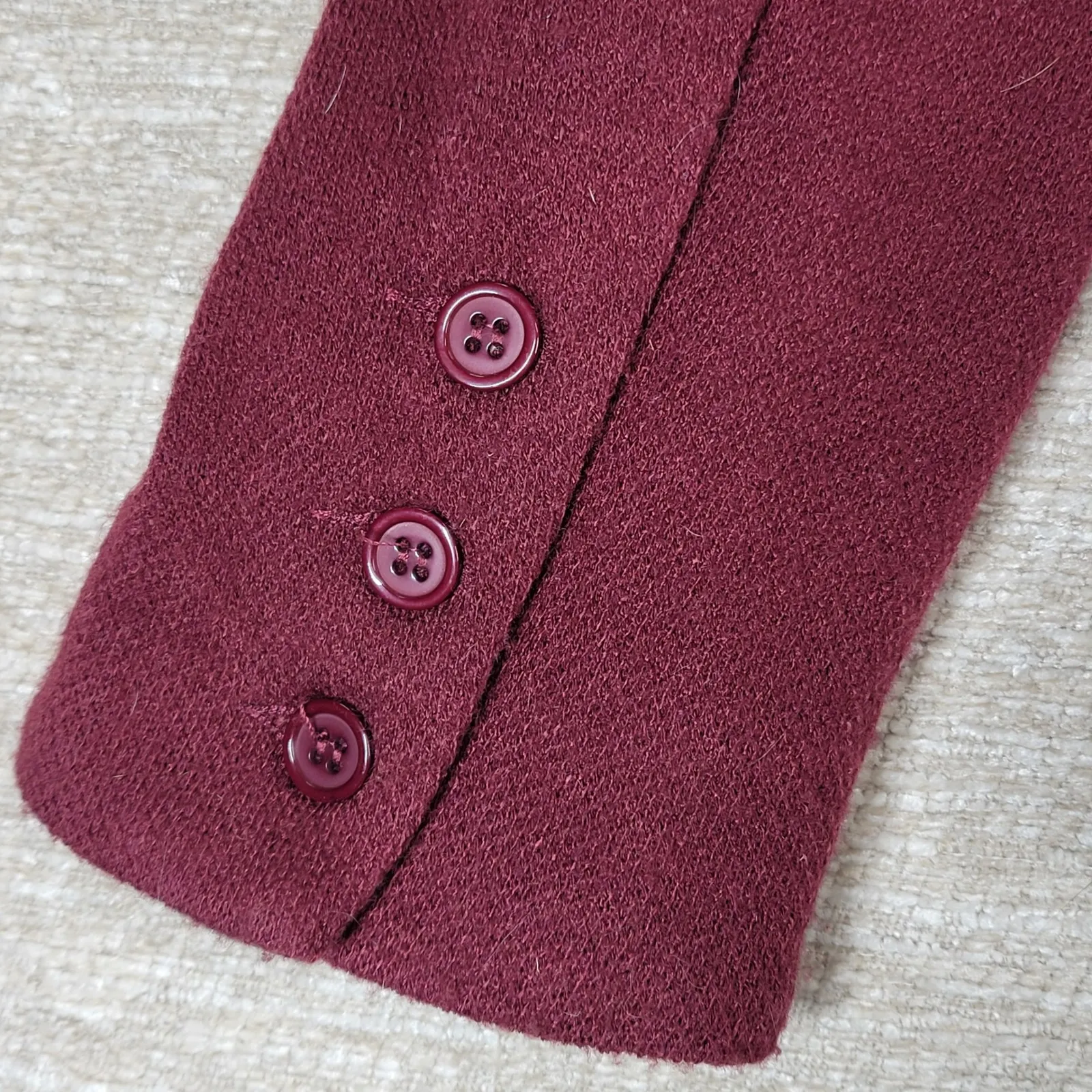 41 Hawthorne Tweed Blazer Womens Medikum Burgundy Jacket Elbow Patches Buttons Red Size M - Image 4