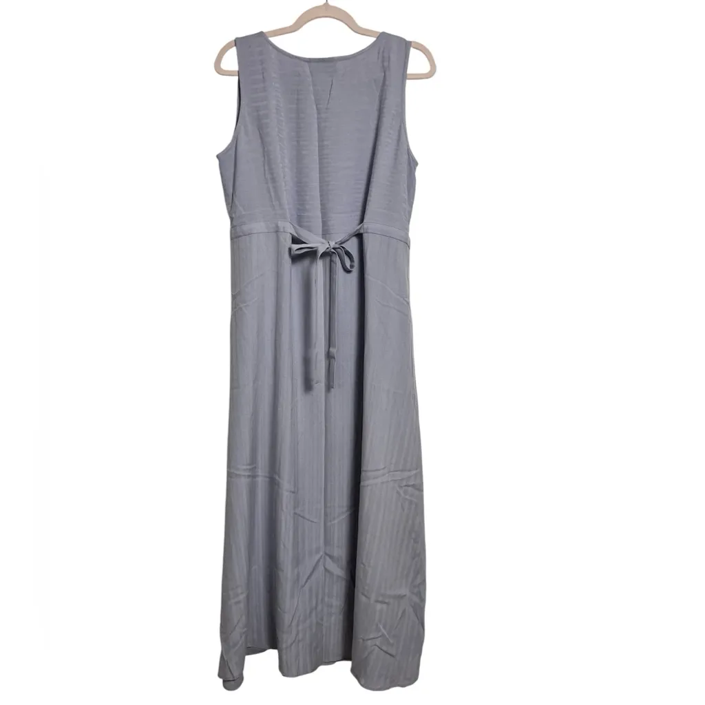 Eileen Fisher 100% Silk Light Blue Maxi Dress Sleeveless Tie Waist Women’s Large - Image 2