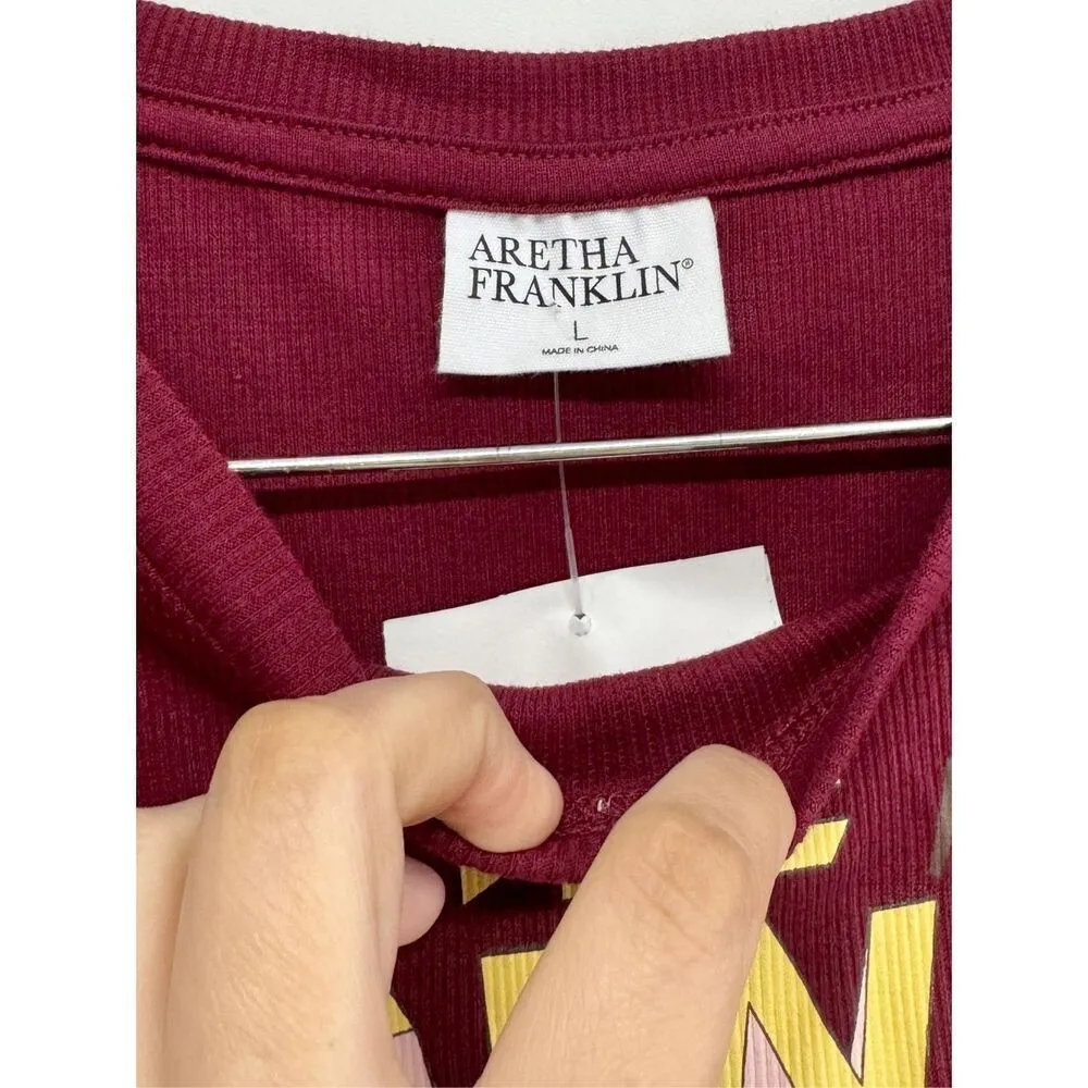 Aretha Crop Tee Size Large Franklin The Queen Of Soul Live In Vegas Juniors NEW Red - Image 7