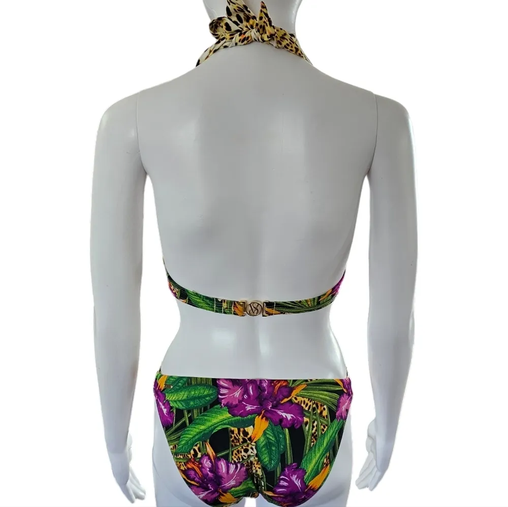 Victoria's Secret Tropical Leopard Print Bombshell Bikini Size 34A/Medium - Image 5