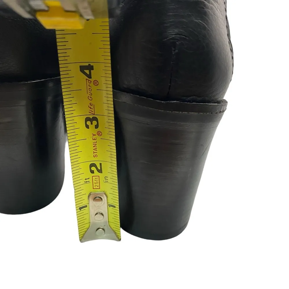 Rebecca Taylor Black Leather Moto Block Heel Ankle‎ Booties Size EU 39 Italy - Image 8