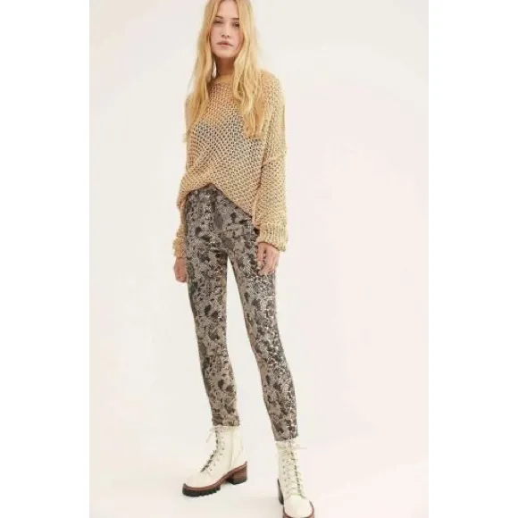 Free People Two Faced Snakeskin Python print skinny jeans Jeggings ankle 26 new - Image 17