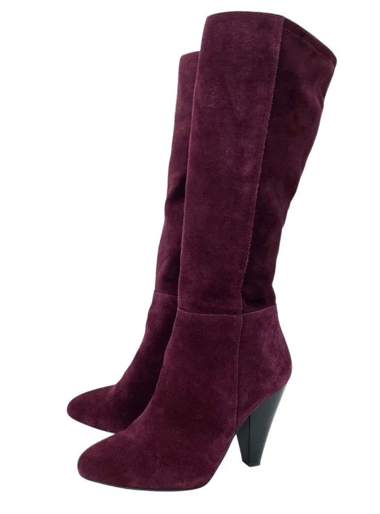 Vince Camuto Parnela Purple Suede Side Zip Tall Heeled Boots - Image 3