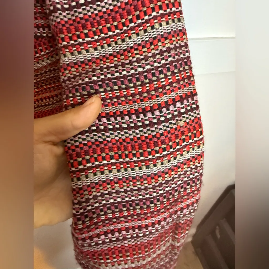 Rena Lange Multicolor Knit Tweed Jacket Red Size 6 - Image 5