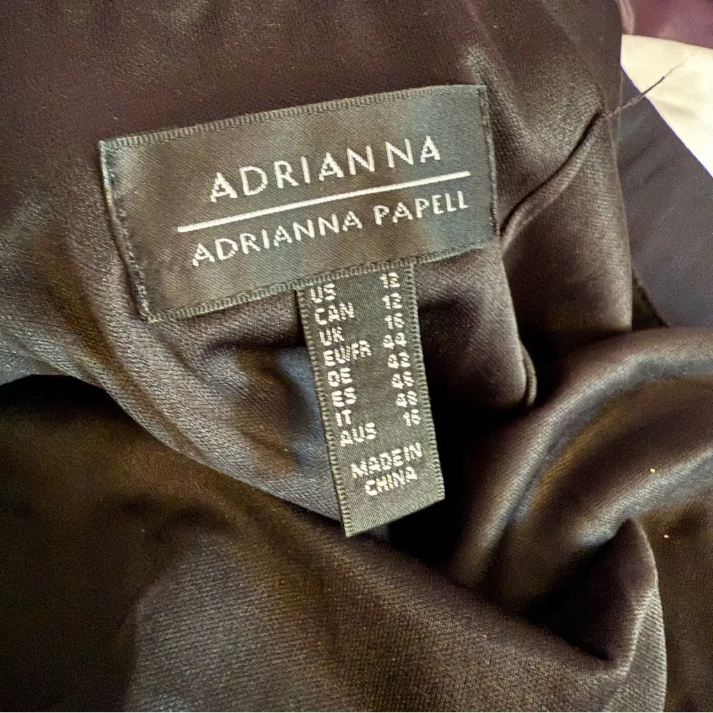 ADRIANNA BY ADRIANNA PAPELL Ponte Taffeta Drop Waist Flounce Dress Black Sz 12 - Image 7