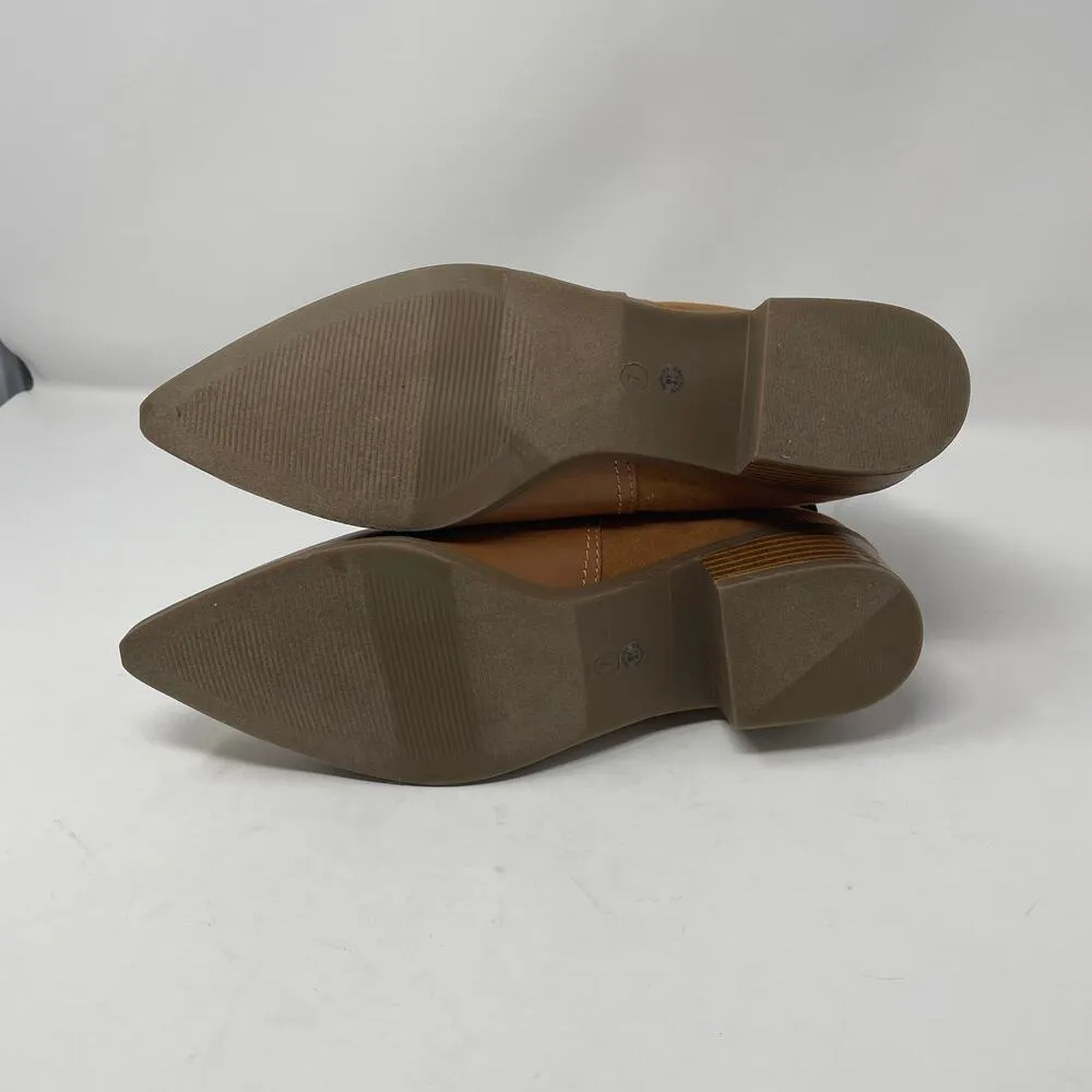 Liz Claiborne Barrington Boots 7 Brown Faux Leather Pointed Toe Stacked Heel - Image 5