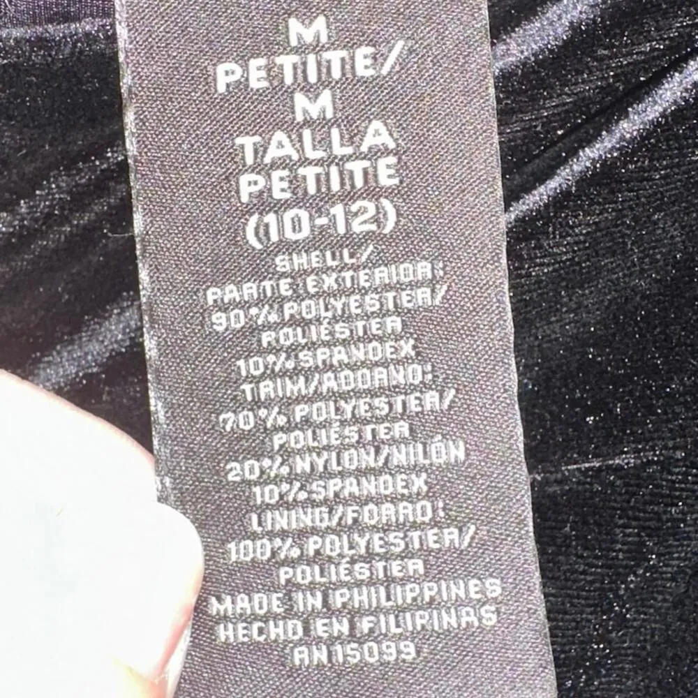 Apostrophe Petite Black Velvet Skirt Floral Burnout Hem Size MP Holiday Party - Image 5