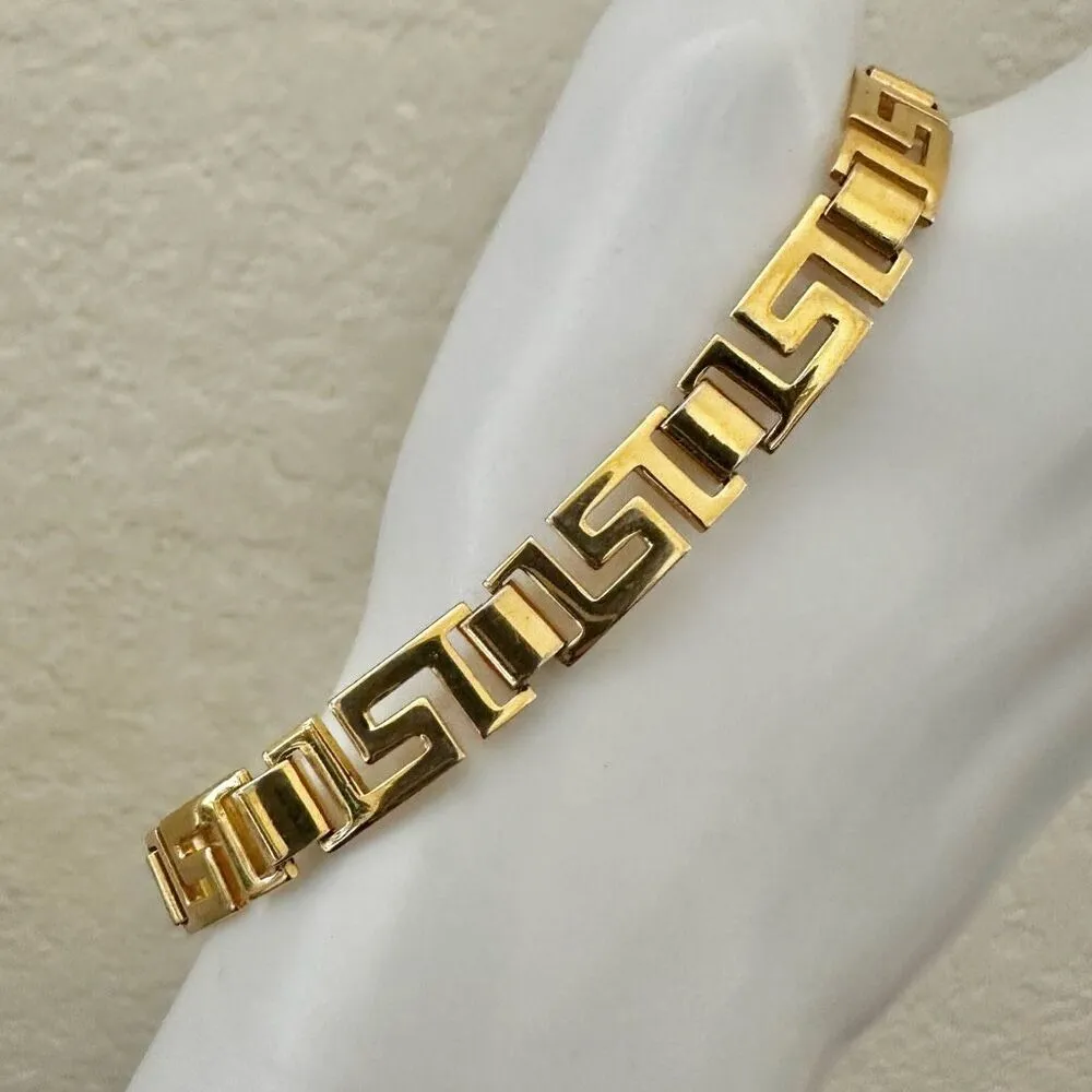 Avon Greek key pattern vintage bracelet Gold - Image 4