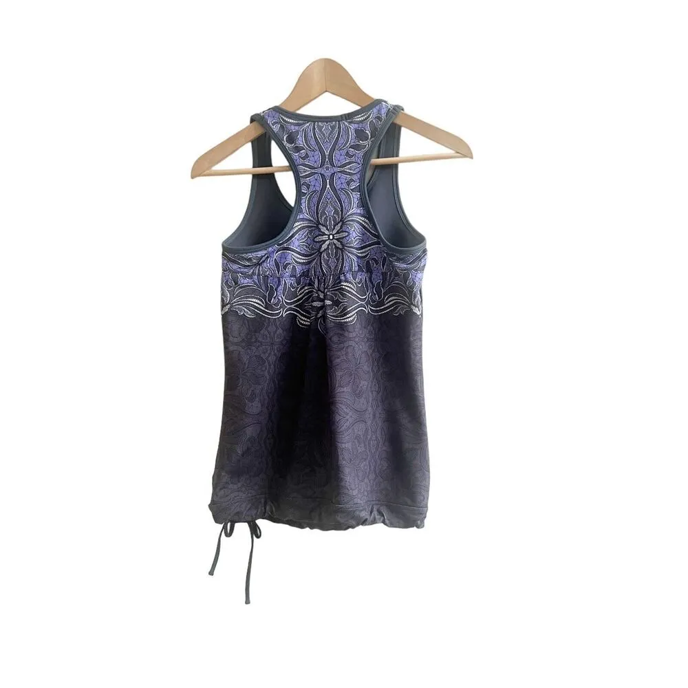 Athleta Floral Print Active Tank Adjustable Bottom Racerback Yoga Hippie Y2K XS - Image 2