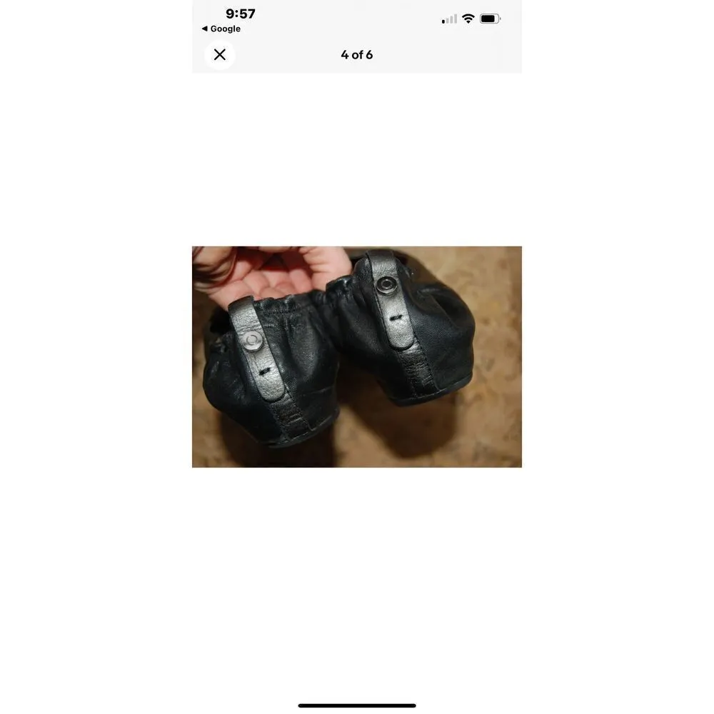 EARTHIES Tolo Elasticized Edge Flats 8.5 B. Black leather - Image 4