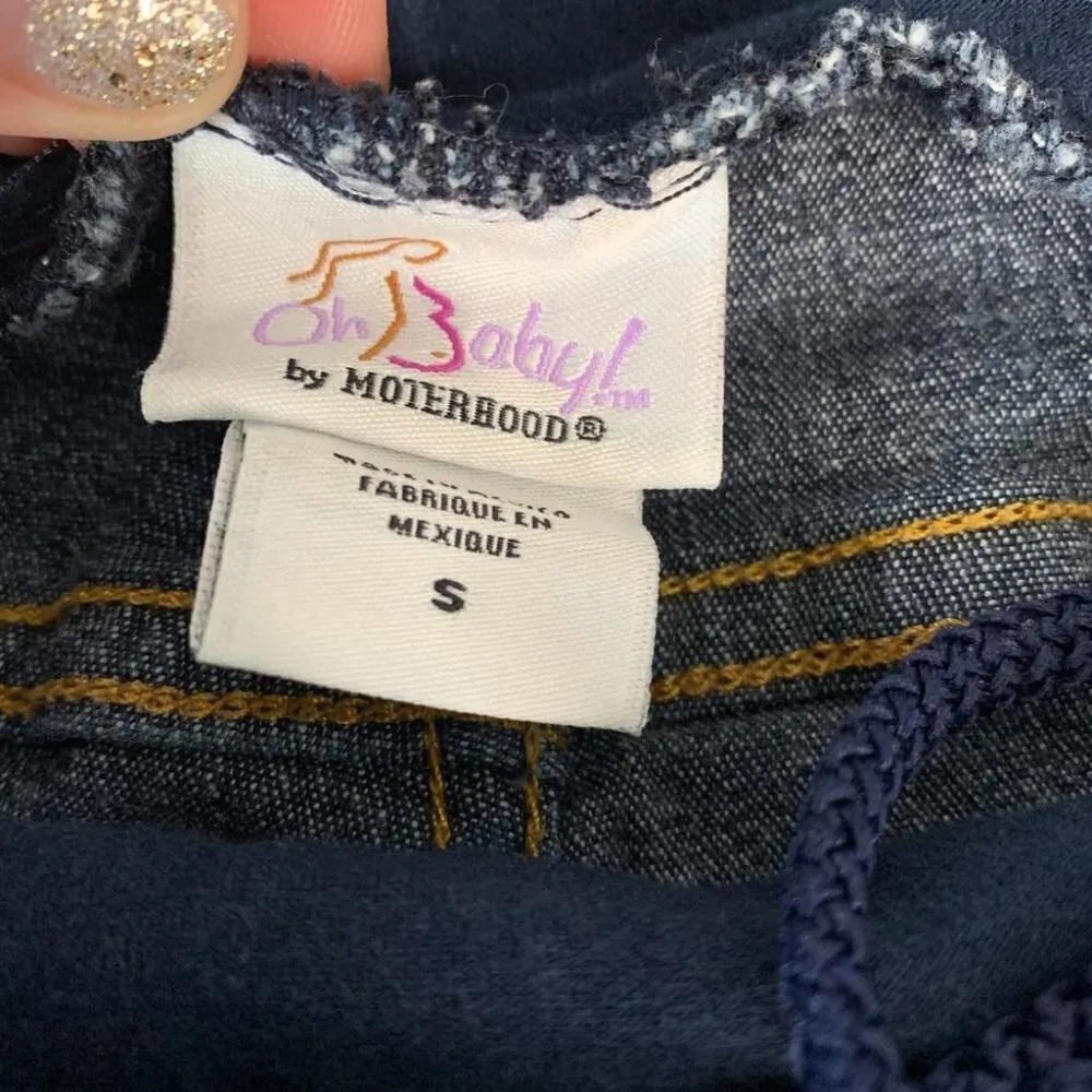 Oh Baby Motherhood Maternity Pregnancy Cropped Capris Denim Jeans Blue Small - Image 4