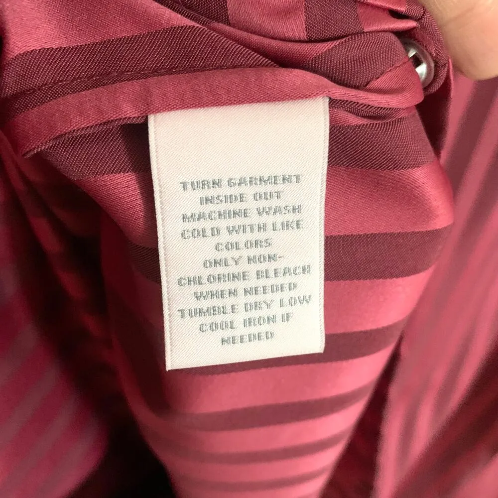 Cabernet Satin Pajama Top and Pants Set in Red Stripe Size L - Image 12