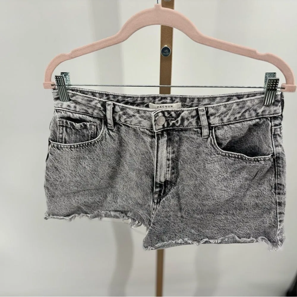 PacSun black acid wash high rise festival shorts size 30 100% cotton - Image 5