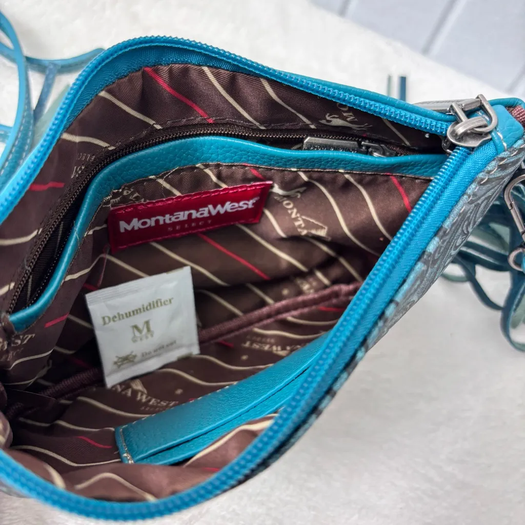 Montana‎ West Blue /teal Floral Clutch with Fringe - Image 6