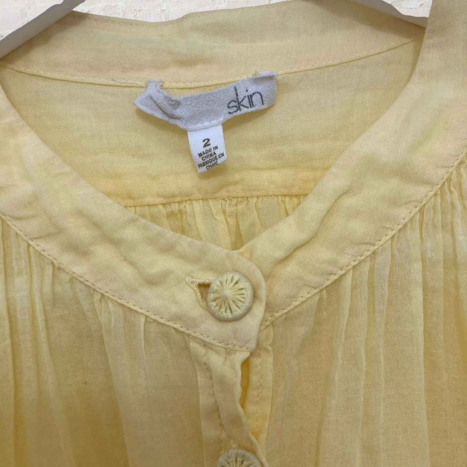 Skin Cotton Gauze Oversized Tunic Top | Butter Yellow Long Sleeve Flowy Size 2 - Image 8