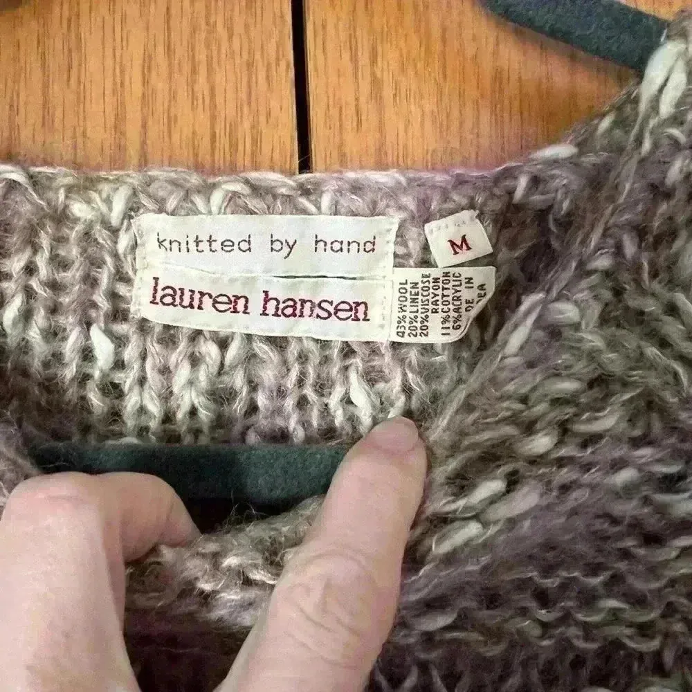Lauren Hansen Vintage Hand Knitted Long Sleeve Sweater Sz M Purple Size M - Image 4