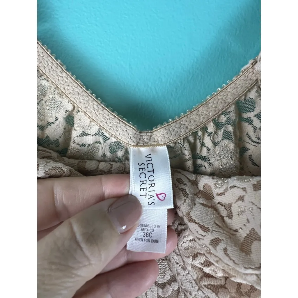 Victoria’s Secret Beige Lace Slip Chemise Lingerie Dress 36C. Y2K - Image 4