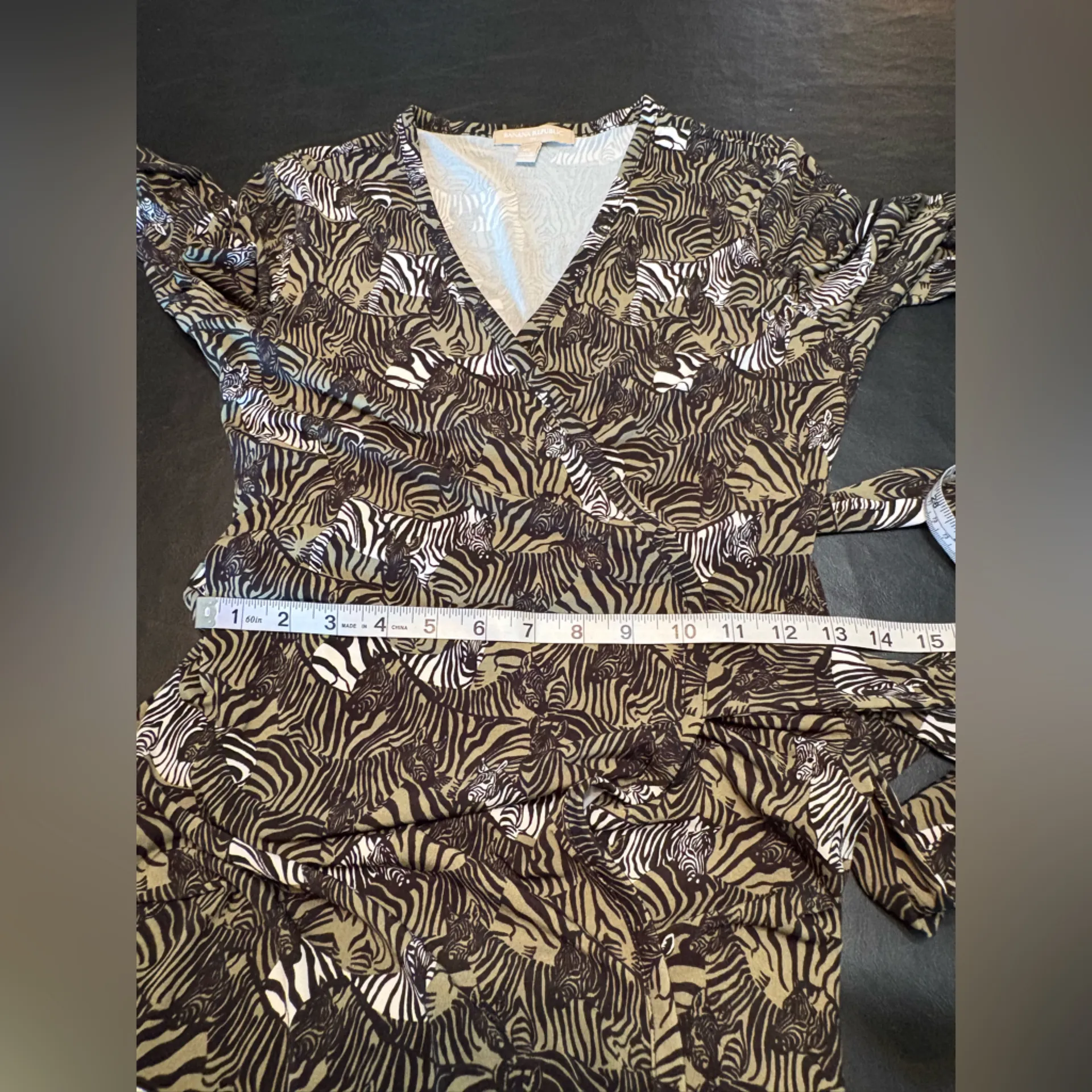 Banana Republic | Zebra Safari Green wrap Dress XS - Image 10