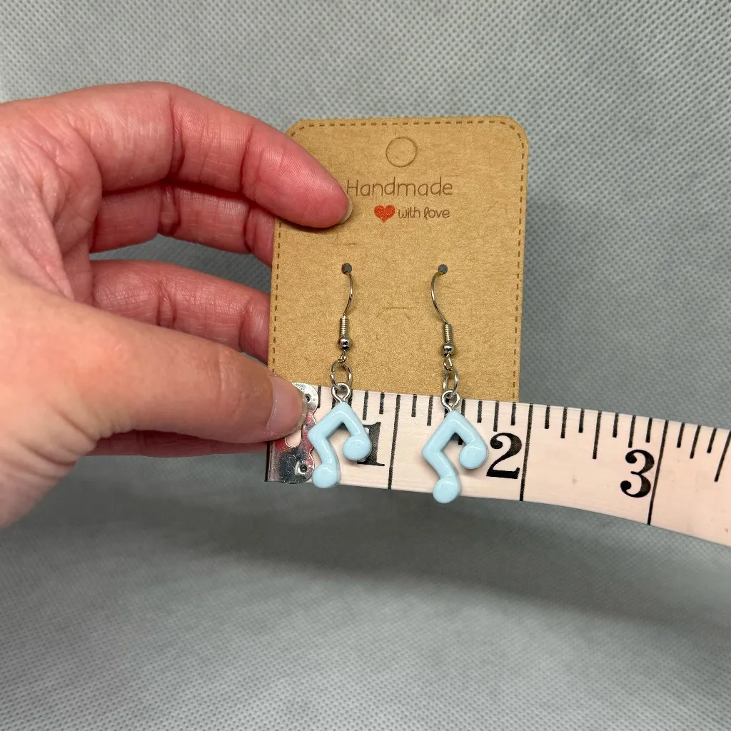 Handmade Blue Music Note Earrings - Image 5