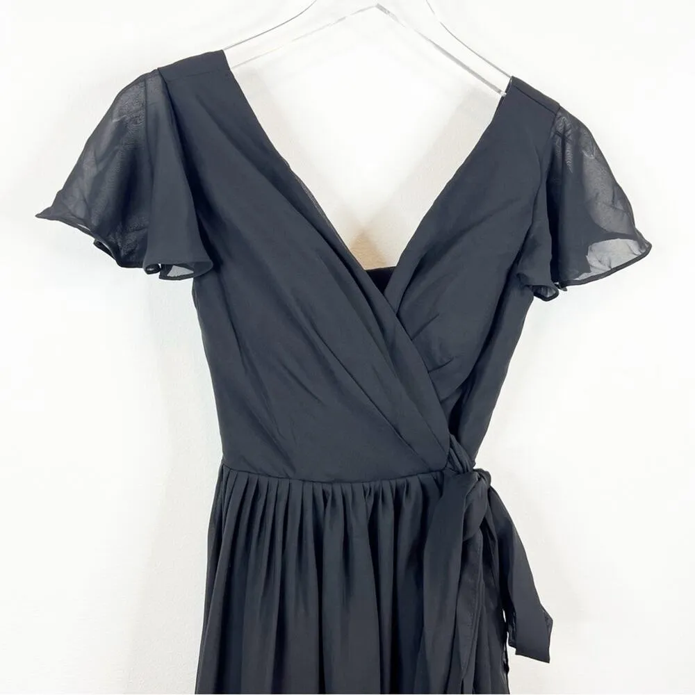 Lavetir Long Chiffon Bridesmaid Slit Leg Dress 2 Black - Image 5