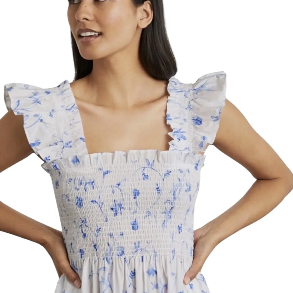 Hill House The Ellie Nap Dress Blue Botanical  XS - Image 4