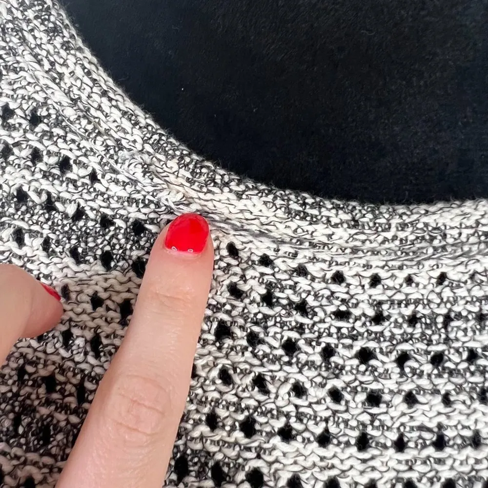 Michael Stars Crochet Knit Short Sleeve High Low Marled Gray Sweater Size XS/S - Image 8