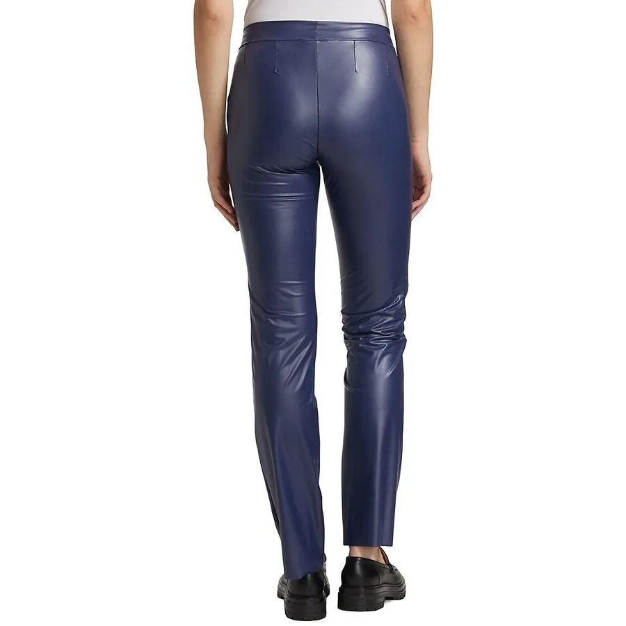 Chiara Boni La Petite Robe Petronilla Faux Leather Pants Blue Size 6 - Image 3