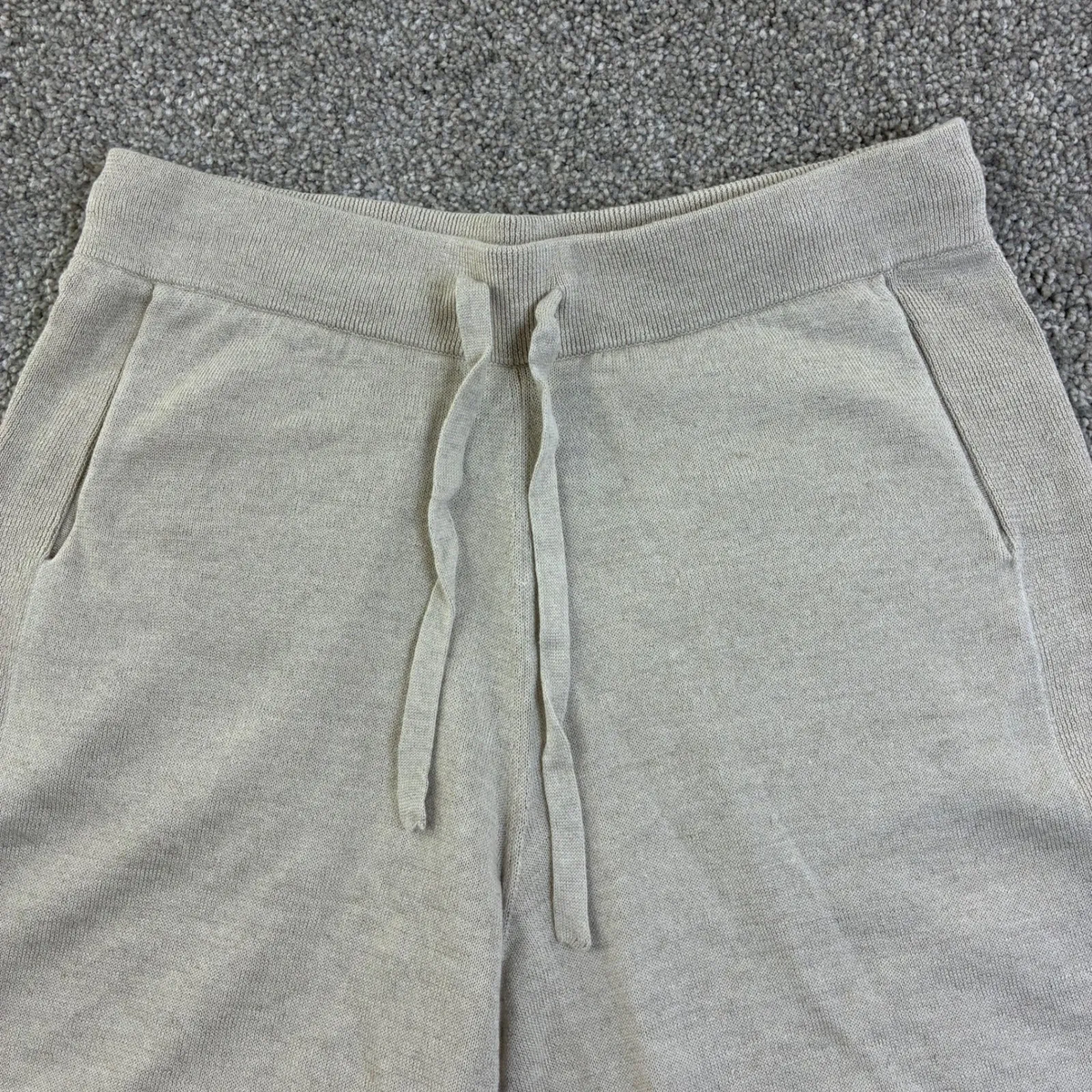 Meticulous Knitwear Womens M Tan Linen Blend Knit Lounge Shorts Pockets Comfort Size M - Image 2