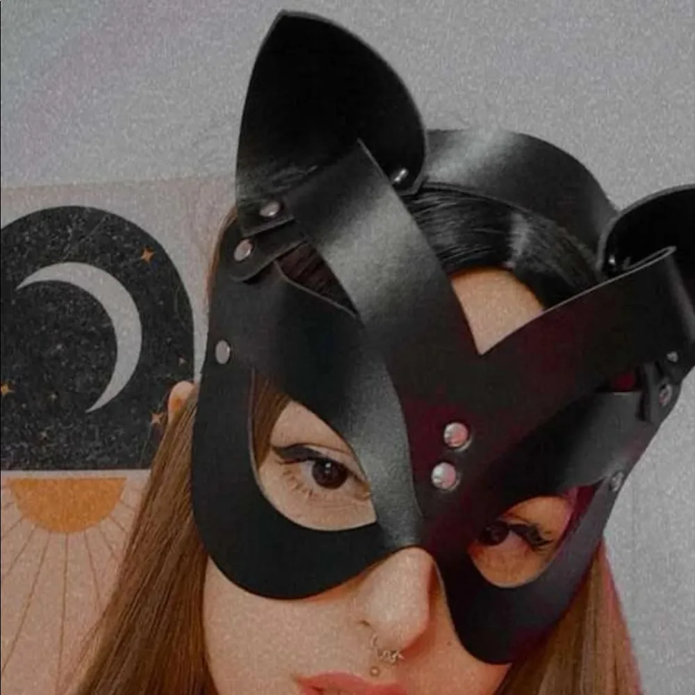 Cat Halloween Eye Mask Faux Leather New - Image 11