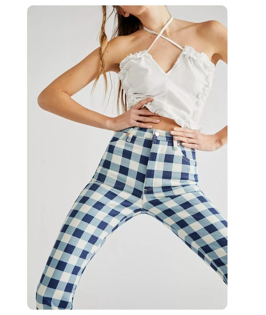 ★ NWT -  Picnic Blue Plaid Crop Jeans ★ - Image 14