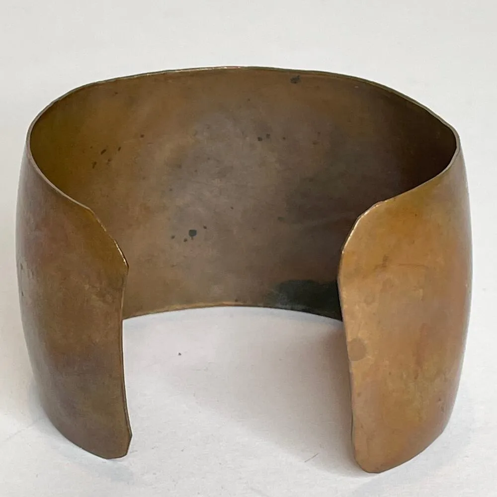 Vintage Mexican Copper Cuff Brass Whale Bracelet - Image 3