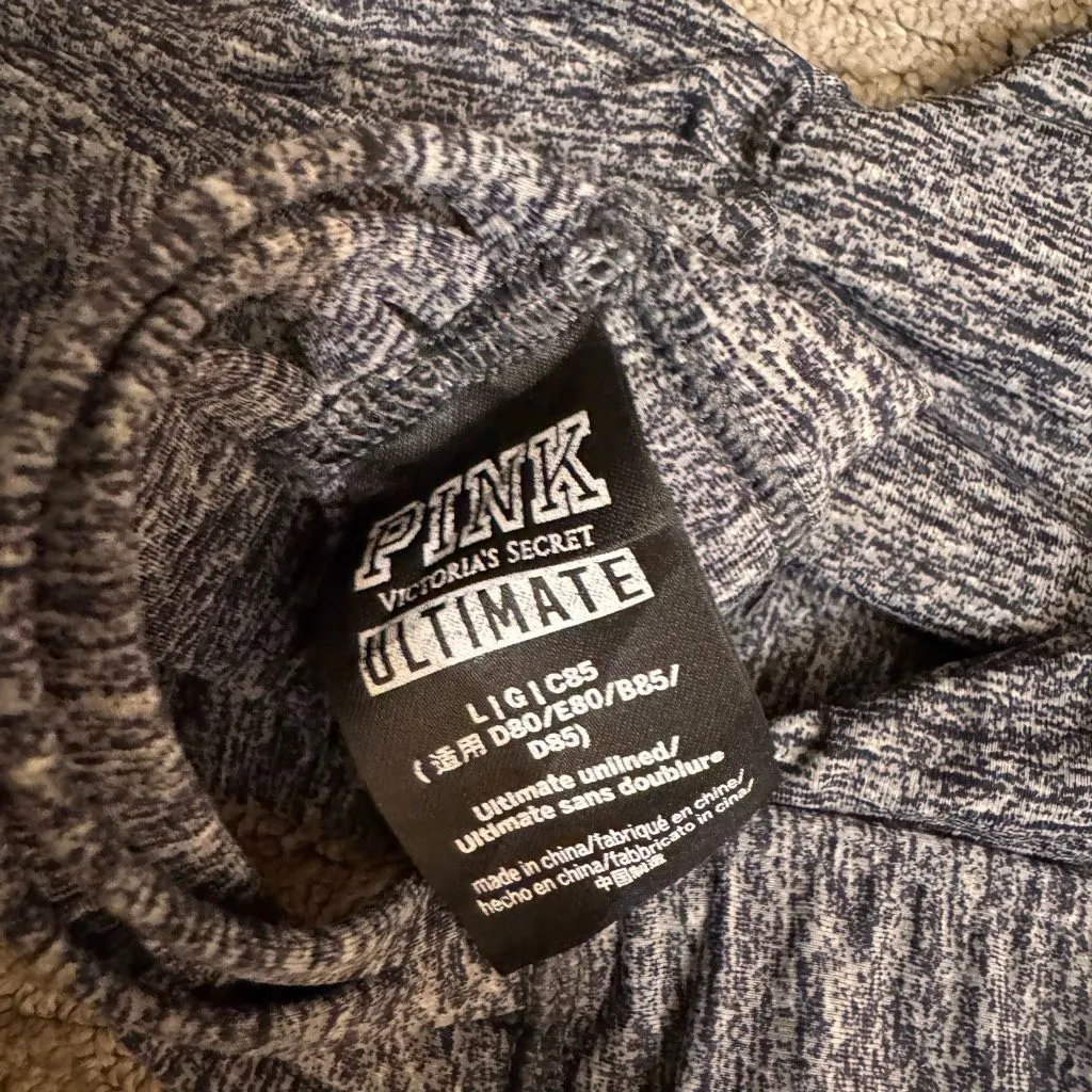 PINK Ultimate Charcoal Gray Halter Sports Bra Light Support Large - Image 4