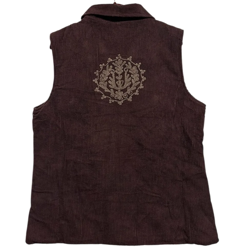 NWT..Young Threads Corduroy Embroidered Vest XL Dark eggplant/tag says brown - Image 3