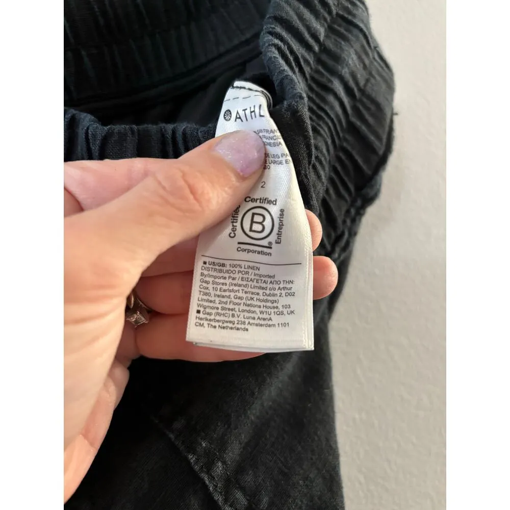 Athleta Cabo Wide Leg Pants Size 2 Black Linen Lightweight Beachy Minimalist - Image 4