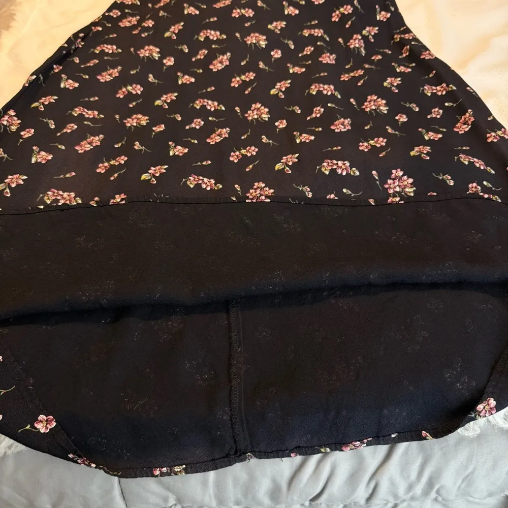 Vintage 90s Long Black Pink Floral Dress Size 11/12 Dark Floral Whimsy Goth - Image 11