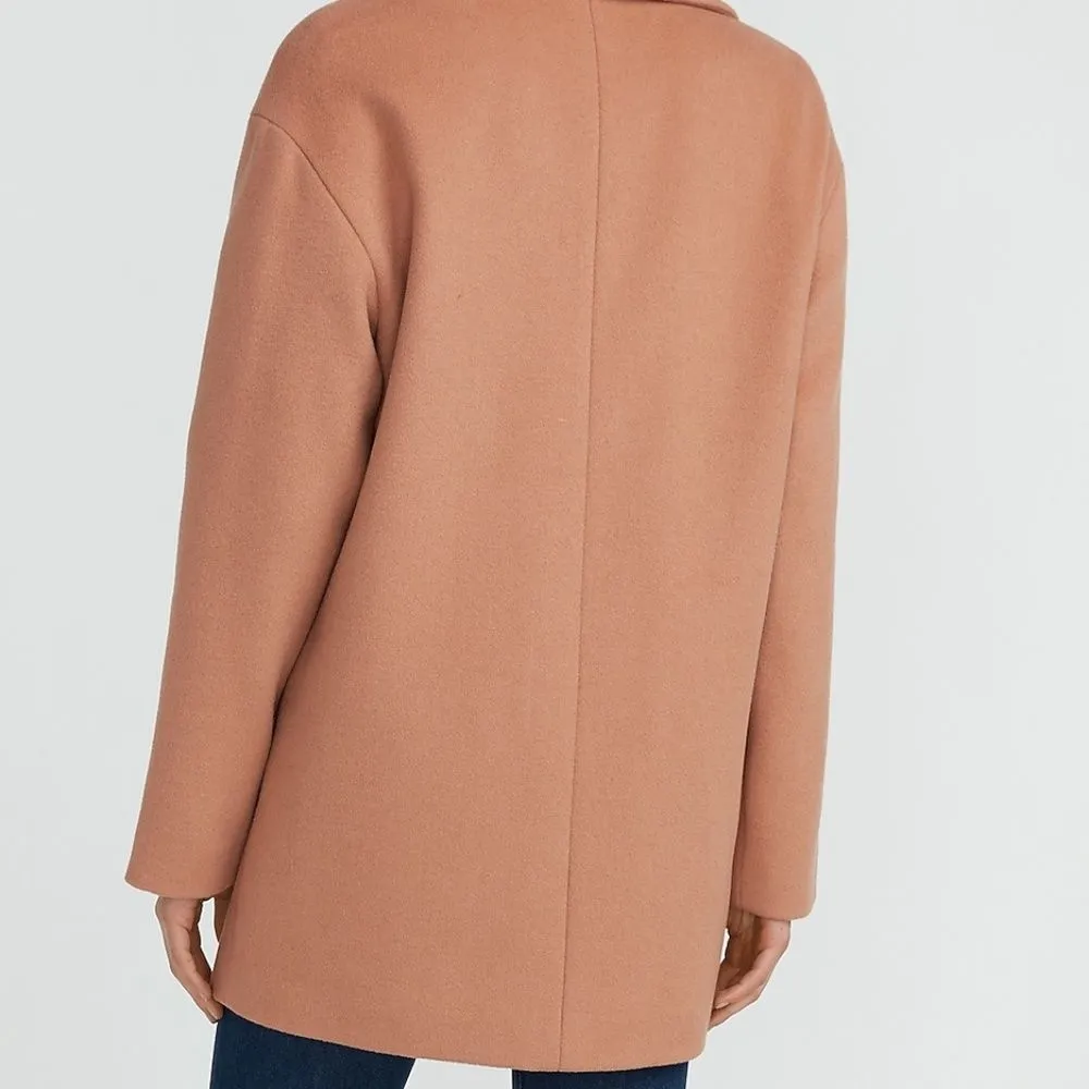 EXPRESS Wool-Blend Cocoon Coat Winter Peacoat Trench Tan Size XSMALL - Image 2