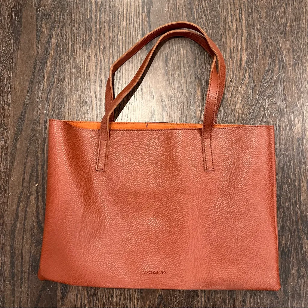 Vince Camuto Tote Vegan Leather Tan with Black Stripe NWOT - Image 6