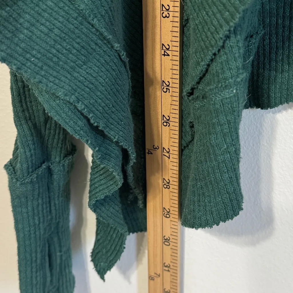 Free People Moon Daisy Top Size Medium Green Thermal Waffle Knit Pullover - Image 8